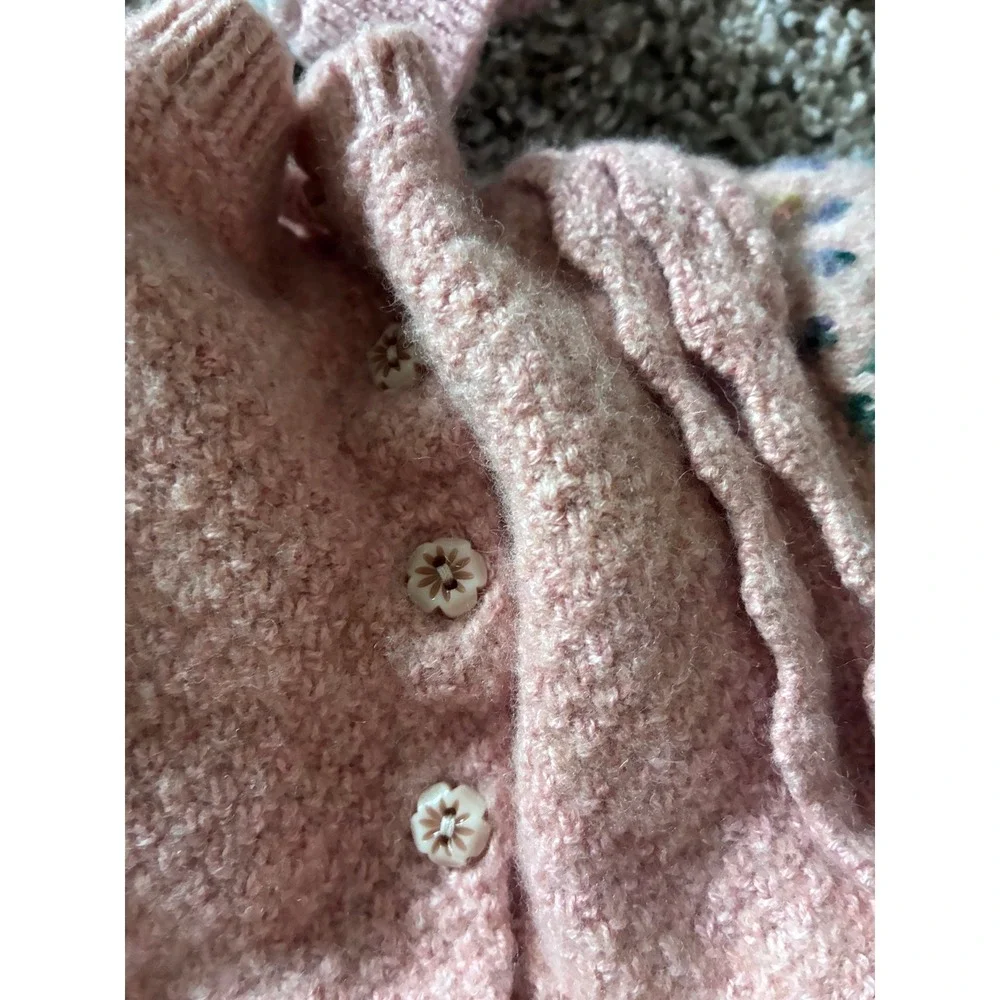 Ralph Lauren Baby Girls Pink Fair Isle Wool Sweater Dress & Legging 9-12 months